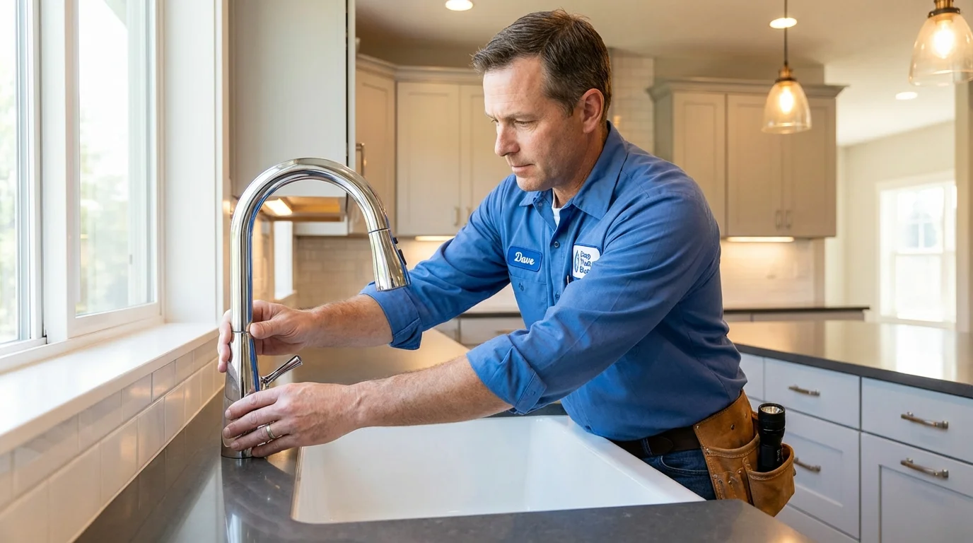 Kitchen faucet installation by Johns Plumbing LLC in Derry